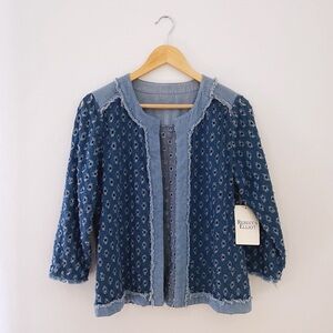 NWT Distressed Denim Jacket, Small